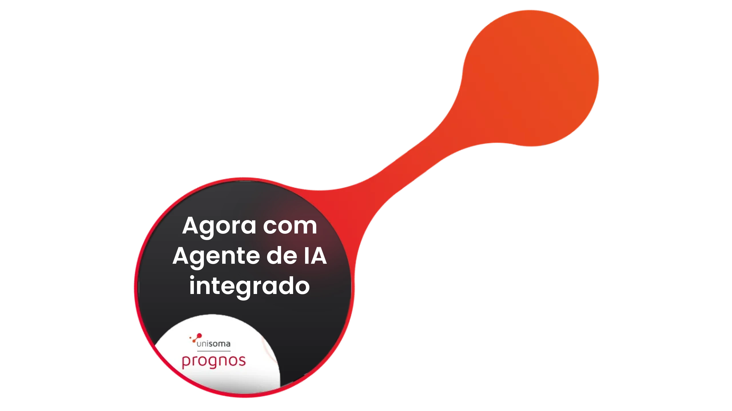 Grafismo UniSoma com a marca Prognos e a mensagem: agora com agente de IA integrado