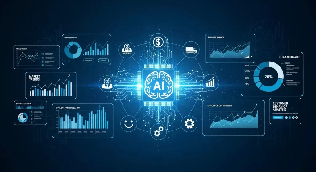 Inteligência Artificial como apoio estratégico em decisões data-driven e transformação digital.
