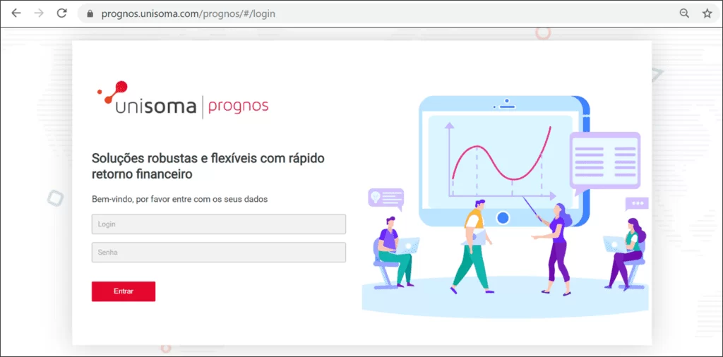 Tela de login do Prognos, ferramenta de previsão de demanda da UniSoma.
