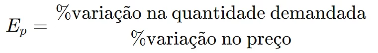Fórmula para o cálculo da elasticidade de preços.